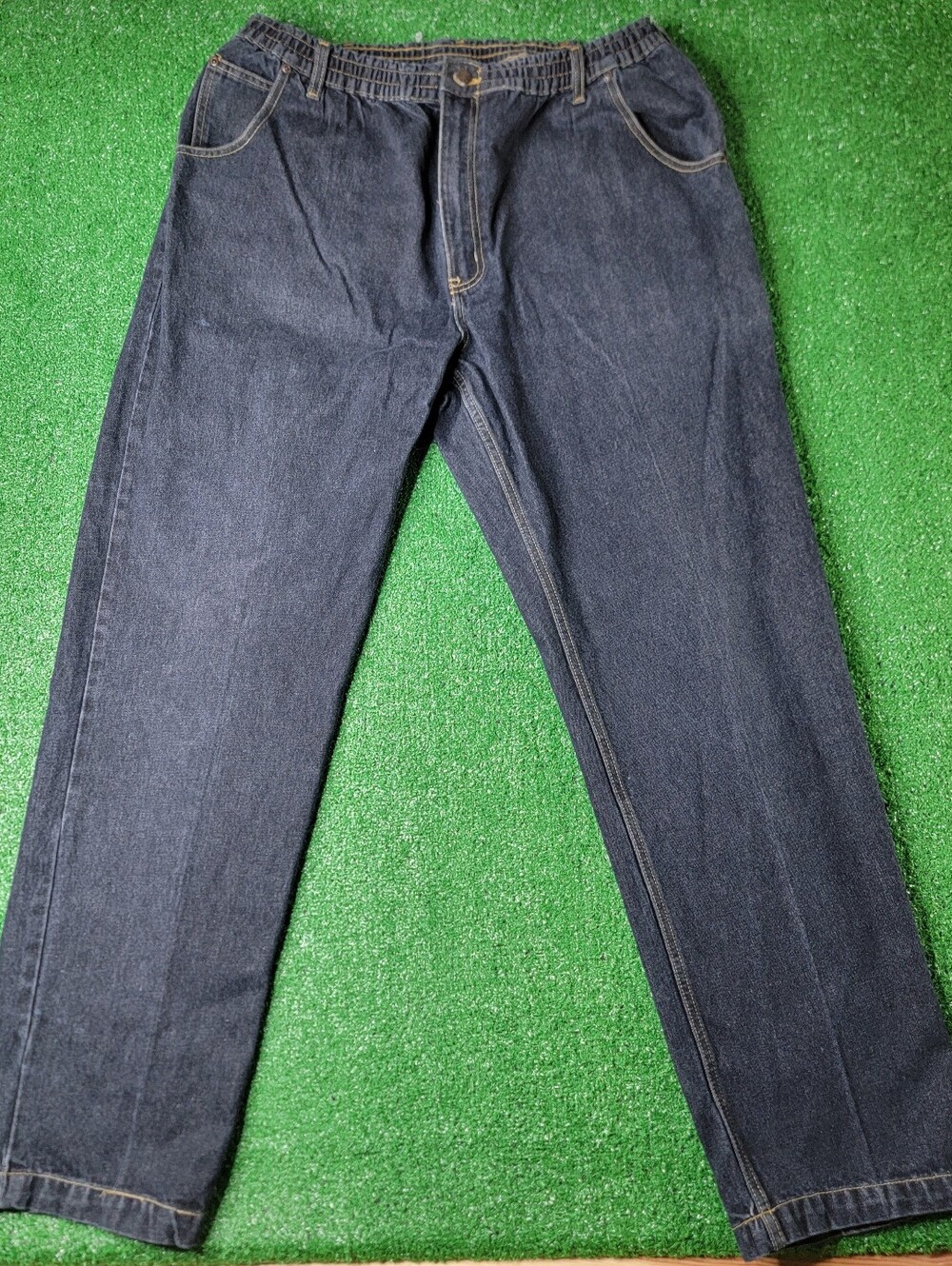 Haband Casual Joe Blue Jeans Men's 40x34 Elastic Waist Belt Loops Button Zip